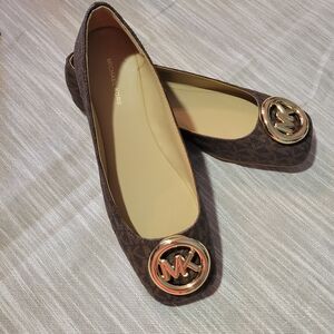 Michael Kors Brown Logo Ballet Flats - Classic MK Detail